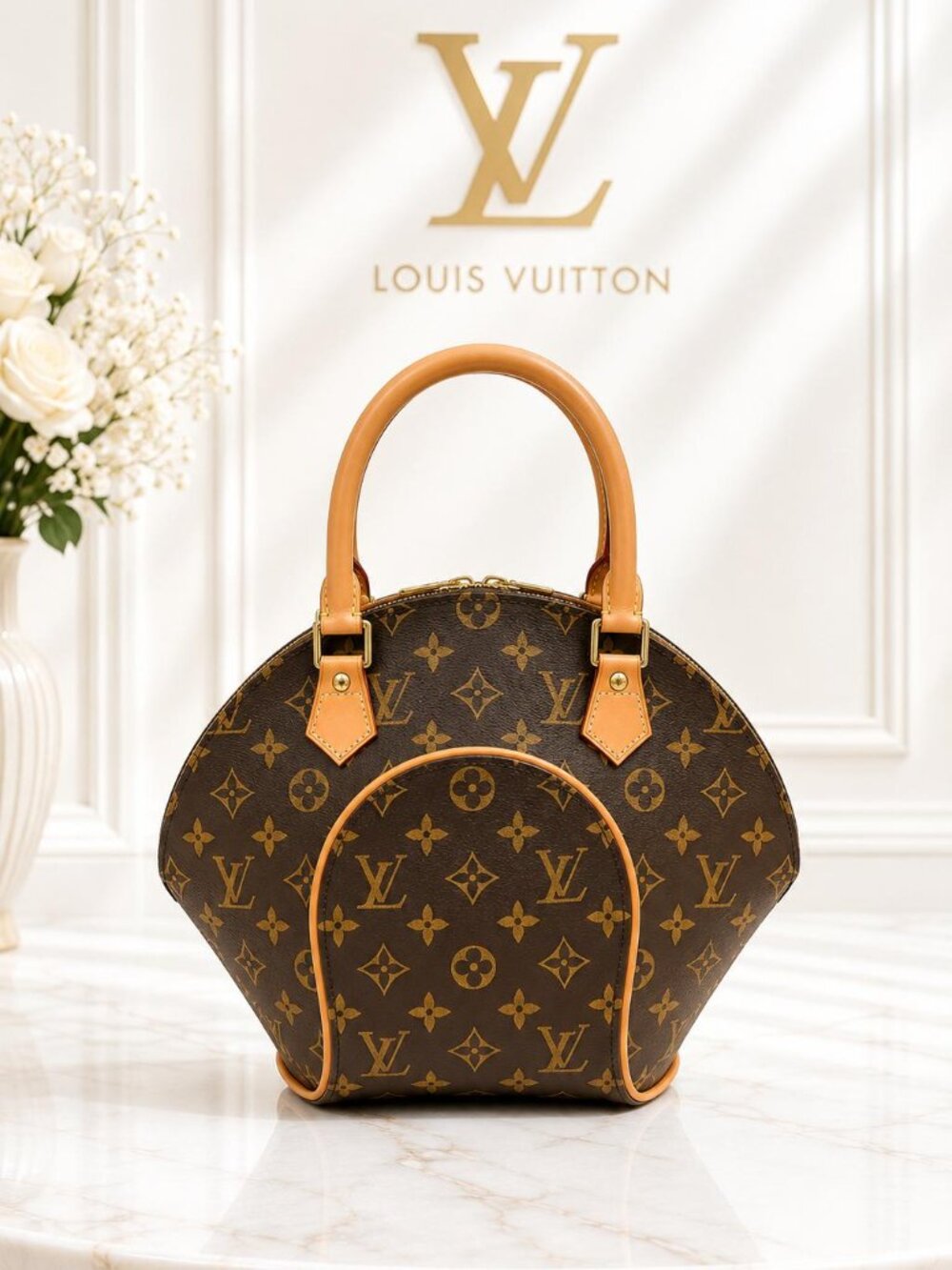 Authentic Louis Vuitton Ellipse PM Monogram Handbag Satchel Bag Vintage